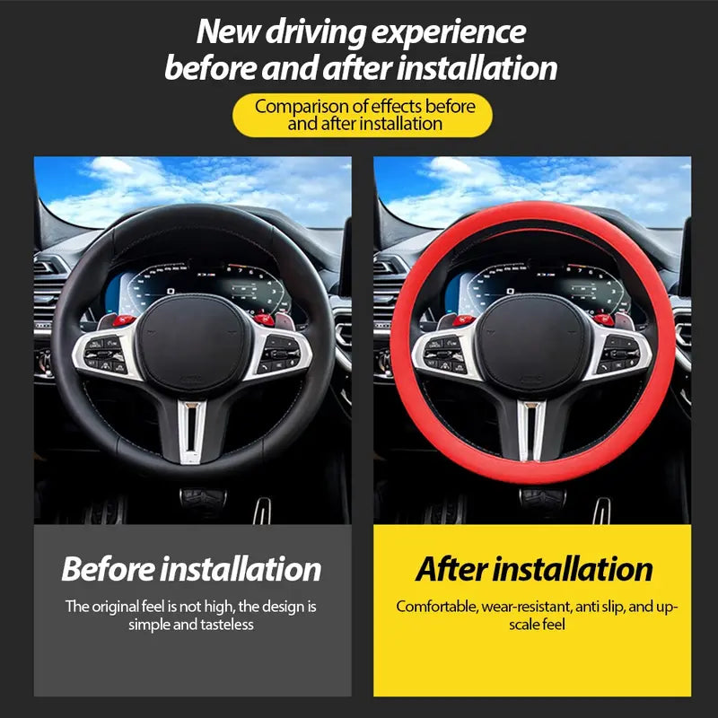 Silicone Steering Wheel Cover — Black or Blue