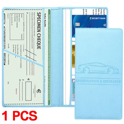 PU Vehicle Document Wallet with Magnetic Closure — Sky Blue-1 PCS