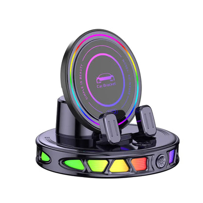 360° Rotating Wireless Charging Car Phone Holder with RGB Lights