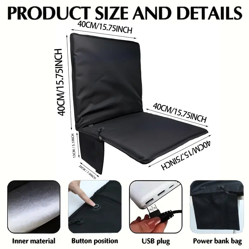 Portable Foldable Heated Seat Cushion - 2 Fold