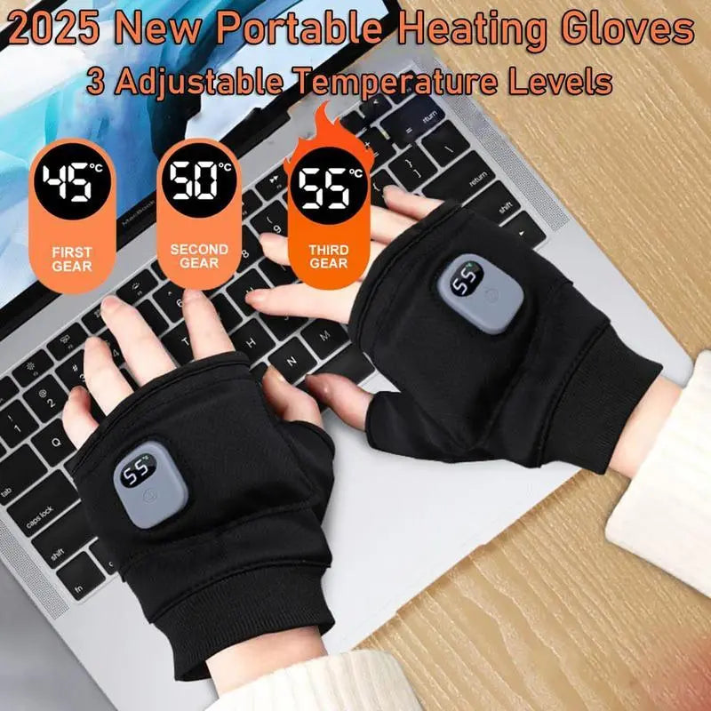 Rechargeable Fingerless Heated Gloves — One Pair - source design and use details