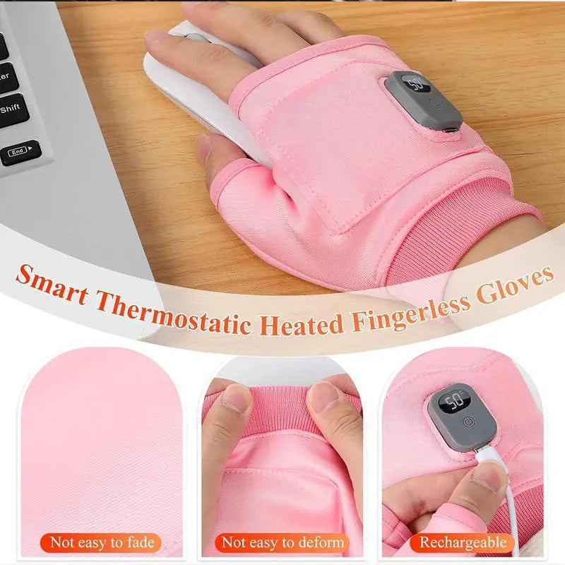 Rechargeable Fingerless Heated Gloves — One Pair - source design and use details