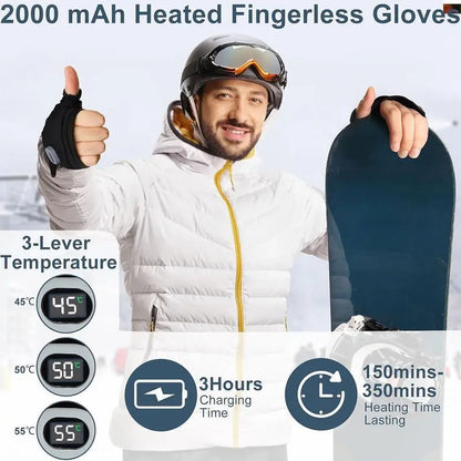 Rechargeable Fingerless Heated Gloves — One Pair - source design and use details