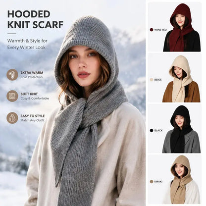 Women's Polyester Knit Hooded Scarf - shared design and use details