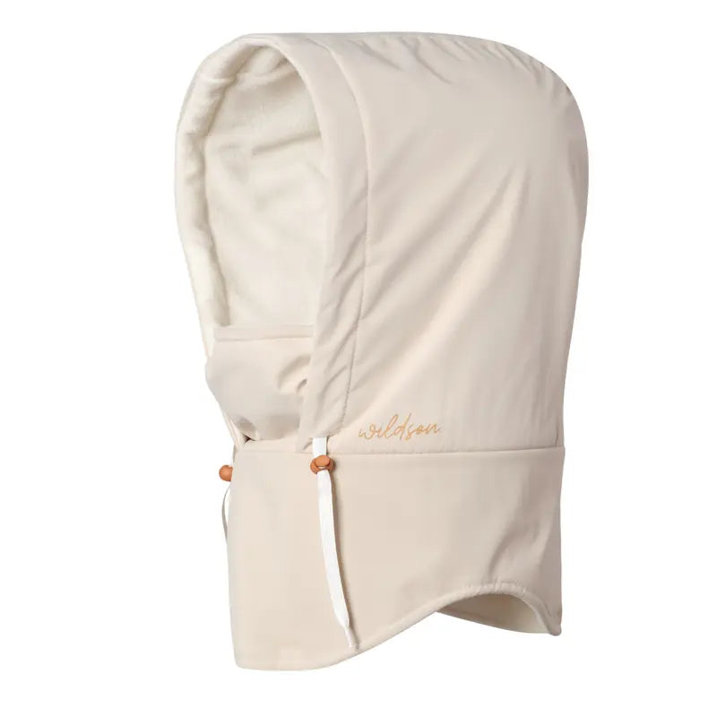 Drawcord Winter Hood and Neck Cover — Cream