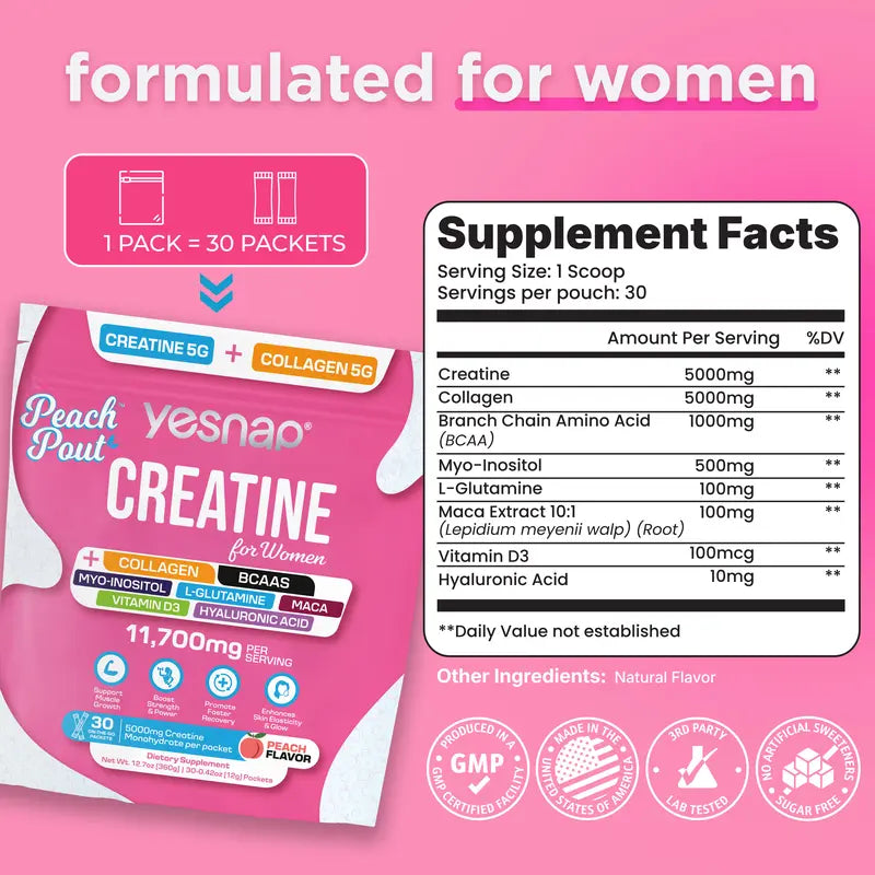 Peach Creatine & Collagen Drink Mix — 30 Packets - original gallery 4