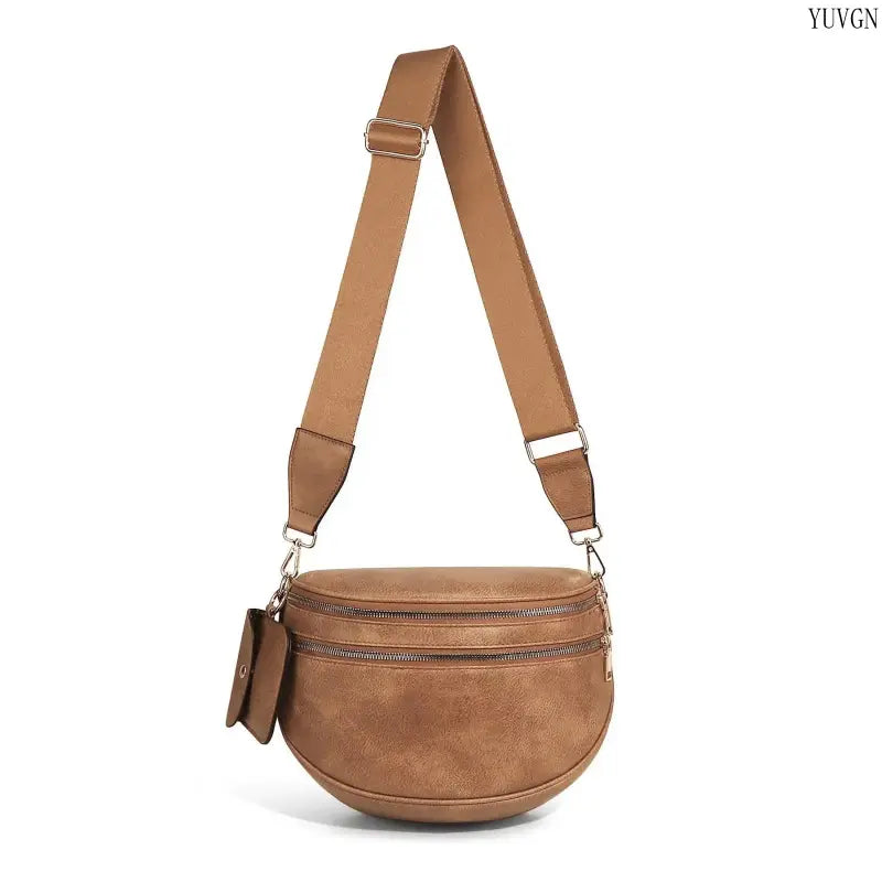 Adjustable Crossbody Bag in Black, Brown or Striped Pink - source design and use details