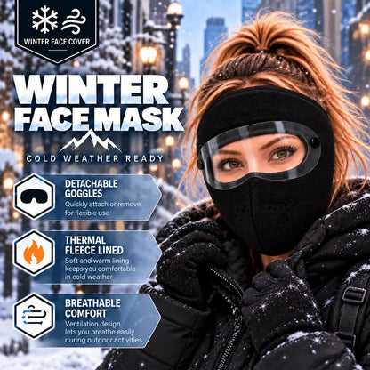Black Fleece Face Cover and Detachable Goggles - source design and use details