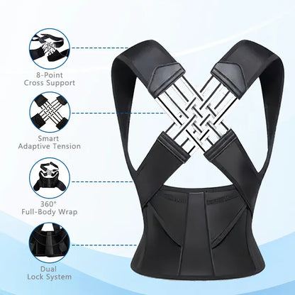 Adjustable Black Back and Shoulder Support Wrap - source design and use details